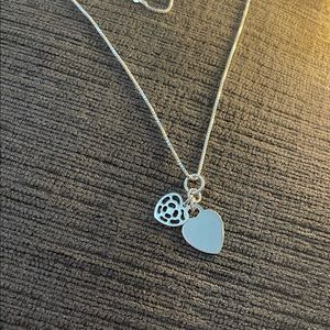 Sterling silver double heart necklace